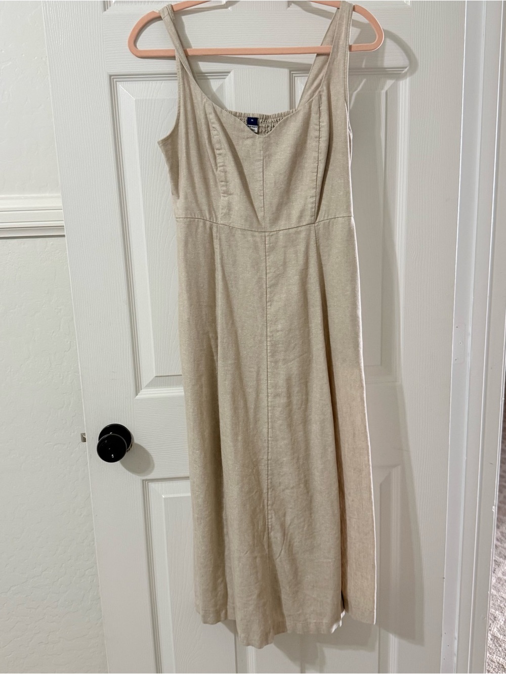Old Navy Cream Linen-Blend Midi Dress